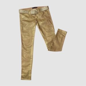 Y2K Low Rise Frankie B Wax Gold Skinny Jeans